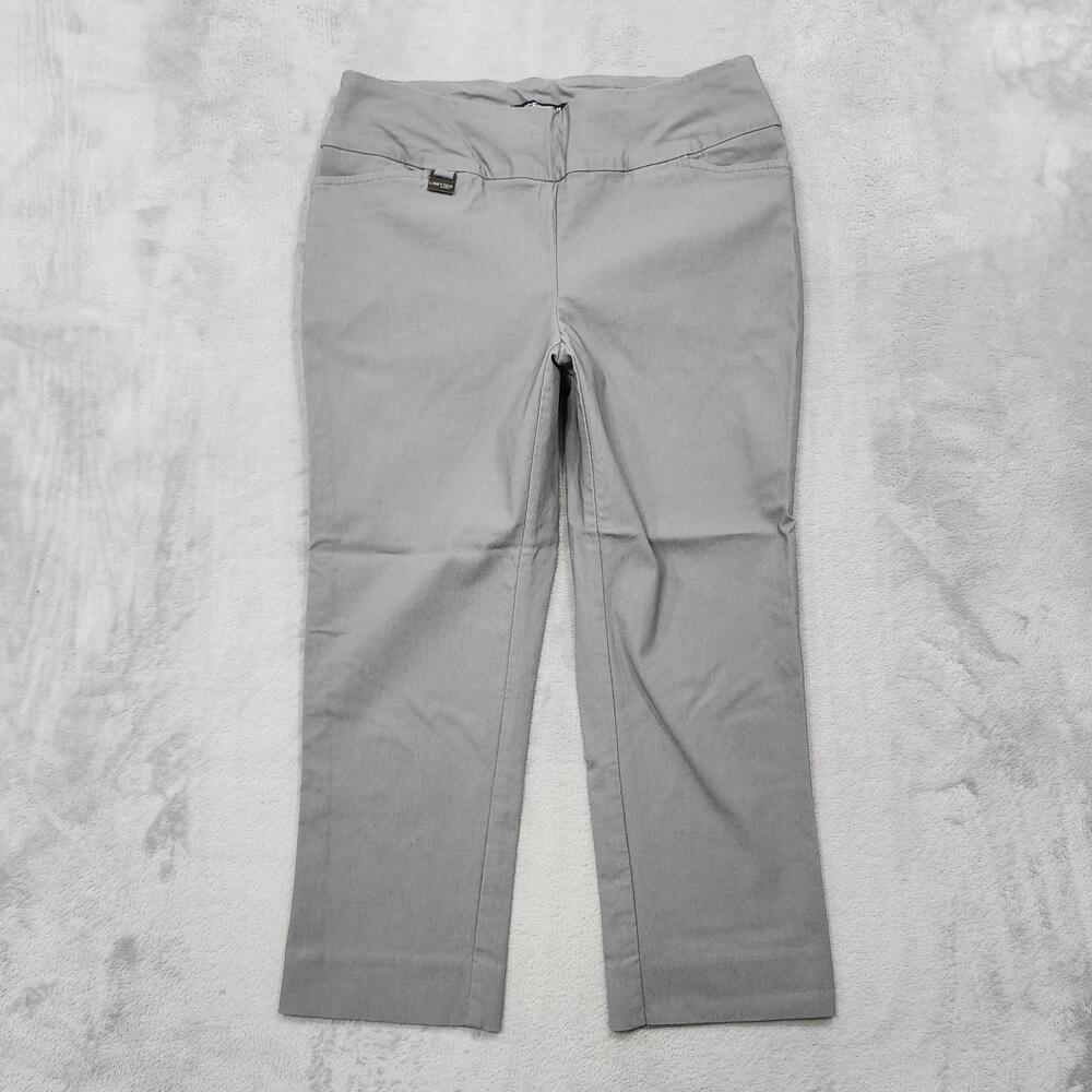 Lisette L Pants Womens 6 Gray Twill Capri Crop Pull On Straight Stretch Office
